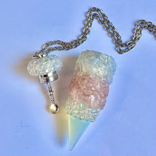 Snuff Vial With Spoon - Pink and White Quartz