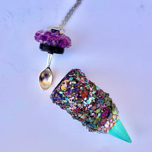Spoon Pendant - Pastel Crystals