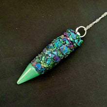Spoon Pendant - Peacock Rainbow Stones