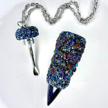 Spoon Pendant - Peacock Rainbow Stones