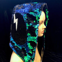 Techno Sequin Hood Rave Music Festival EDC Outfits Custom DirtyBird Symbol Mermaid Campout EDM Fur Infinity Shirt Scarf Spirit Hood Clothing-Rave Fashion Goddess