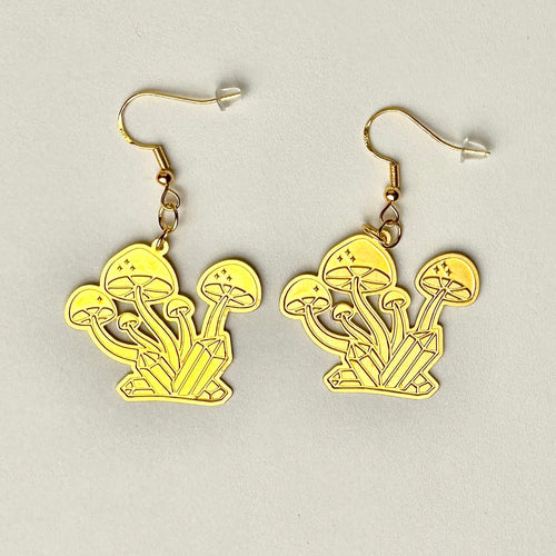 Gold Mushroom Earrings