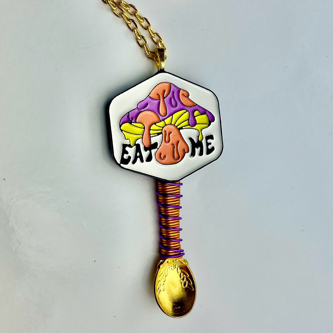 Mushroom Snuff Spoon Necklace