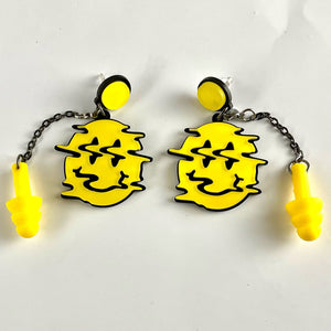 Psychedelic Smiley Earplug Earrings