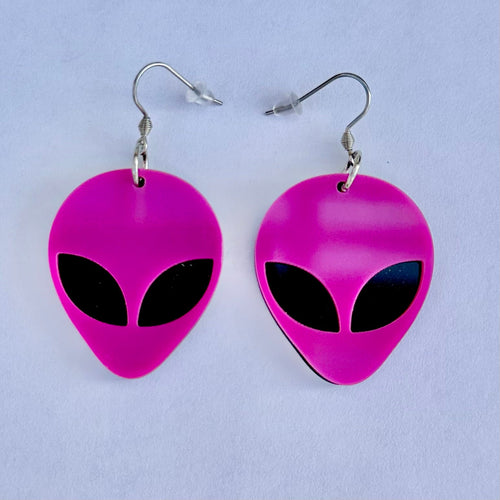 Purple Alien Earrings