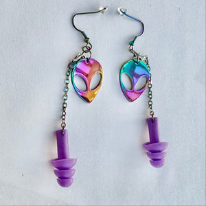 Rainbow Alien Earplug Earrings