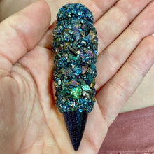 Snuff Vial With Spoon - Dark Blue and Peacock Stones