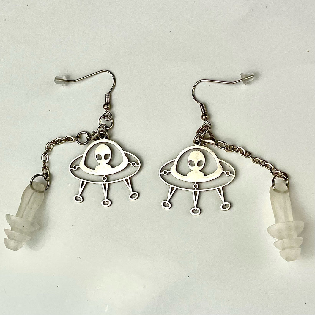 Spaceship Earplug Earrings