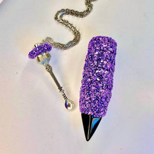 Spoon Necklace - Light and Dark Purple Crystals
