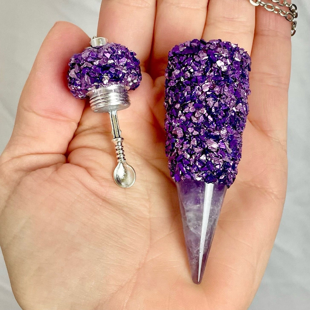 Spoon Necklace - Light and Dark Purple Crystals