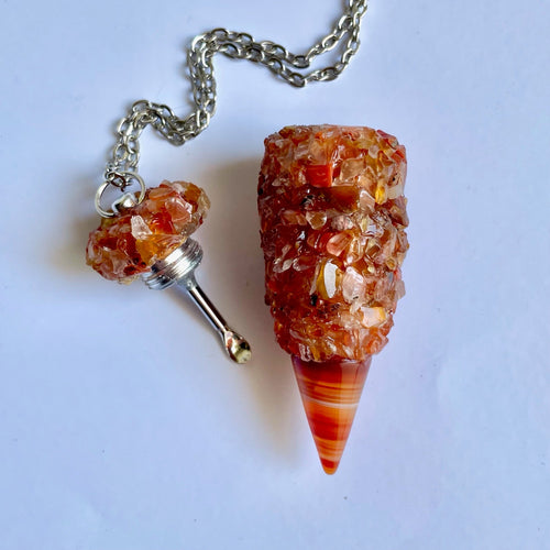 Spoon Pendant - Orange Agate