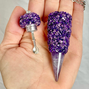 Stash Necklace With Spoon - Dark Purple