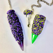 Vial With Spoon Necklace In Purple and Black