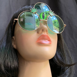 Weed Leaf Sunglasses-Rave Fashion Goddess