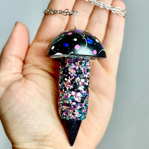 Galaxy Mushroom Stash Necklace