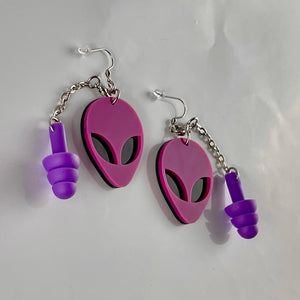 Purple Alien Earplug Earrings